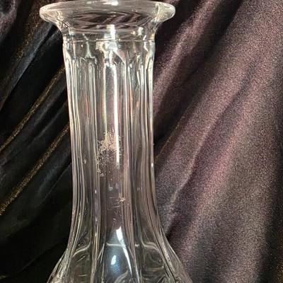 Vintage Cut Crystal Decanter – Diamond & Wedge Pattern – Elegant Barware Artistry (Small Rim Chip)