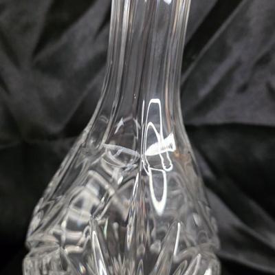 Vintage Cut Crystal Decanter – Diamond & Wedge Pattern – Elegant Barware Artistry (Small Rim Chip)
