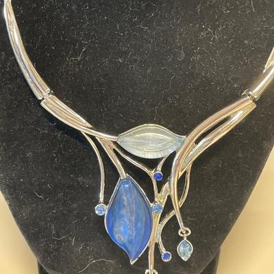 Dark blue necklaces, earrings and bracelet