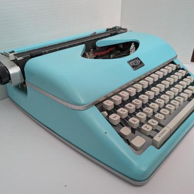 Vintage Royal Classic Manual Typewriter in Aqua Blue Retro Mid Century Style