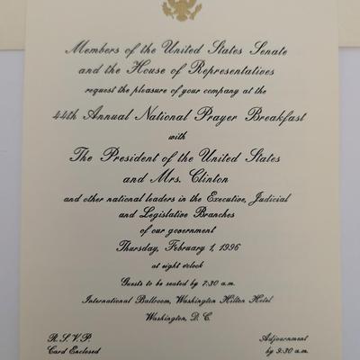 Vintage Presidential Memorabilia Listing: 44th Annual National Prayer Breakfast Invitation