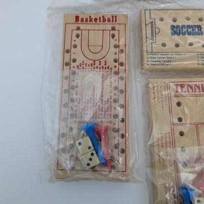 Vintage 1982 Sport Teasers Miniature Wood Peg Game Lot 7 Games in Original Tin