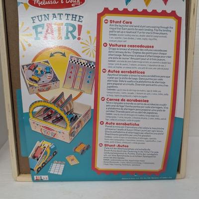 Melissa & Doug Fun At The Fair Stunt Cars 2022 Wooden Launch Track Game Sealed
