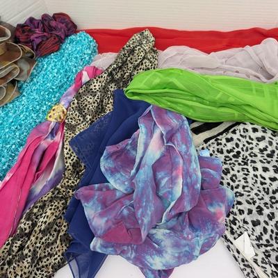 Lot Of Womens Summer Scarves Colorful Lightweight Silk And Sheer Fabrics