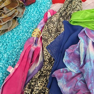 Lot Of Womens Summer Scarves Colorful Lightweight Silk And Sheer Fabrics