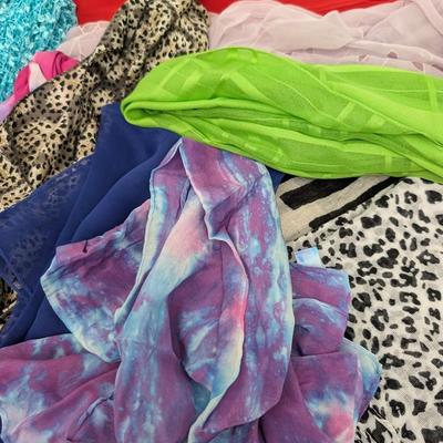Lot Of Womens Summer Scarves Colorful Lightweight Silk And Sheer Fabrics