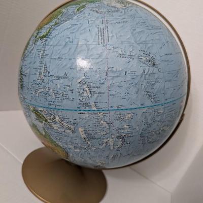 Vintage Replogle Land and Sea Globe Raised Relief Metal Base World Map