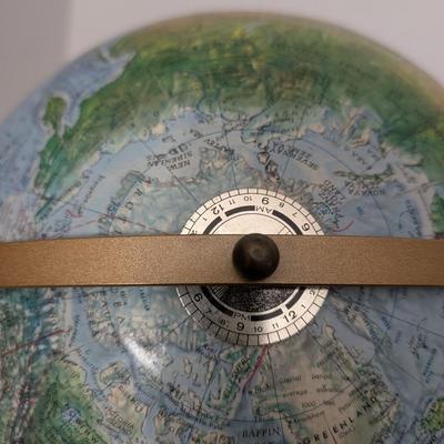 Vintage Replogle Land and Sea Globe Raised Relief Metal Base World Map