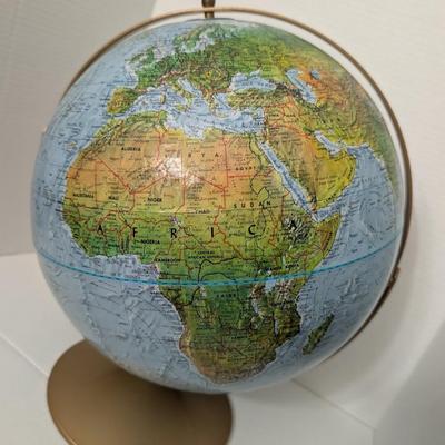 Vintage Replogle Land and Sea Globe Raised Relief Metal Base World Map