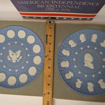 Wedgwood 1776-1976 Bicentennial American Independence Jasperware Plate Set W Box Papers