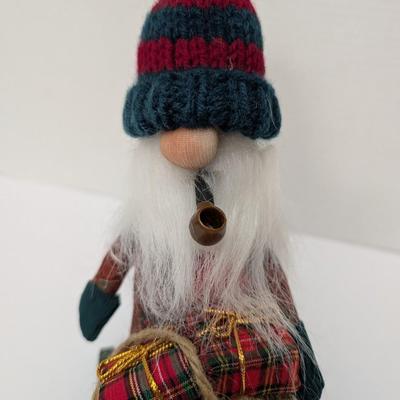 The Gnommery Christmas Gnome On Wooden Sled With Pipe And Gift Sack