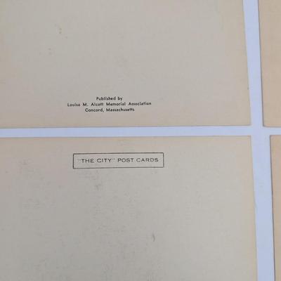 Collection of 8 vintage black and white postcards featuring Orchard House in Concord, Massachusetts