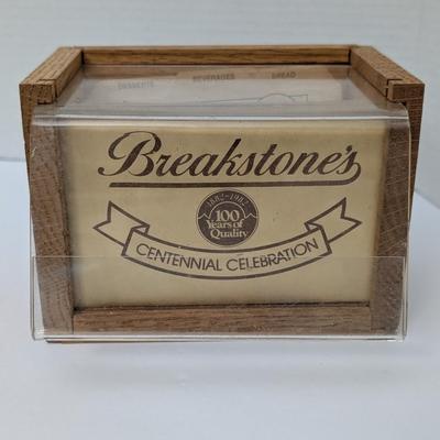 Vintage Breakstone's Centennial Celebration Wooden Recipe Box W/ Cards 1982