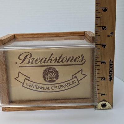 Vintage Breakstone's Centennial Celebration Wooden Recipe Box W/ Cards 1982