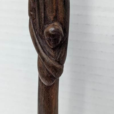 Hand Carved Wooden Figurine Mother Holding Child Rustic Folk Art Sculpture