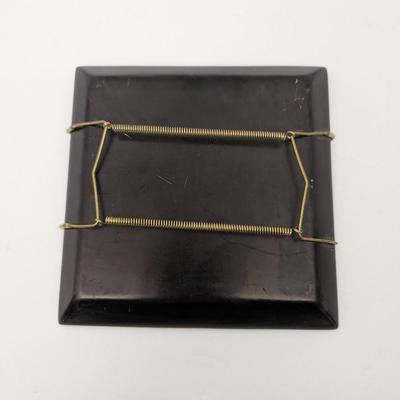 Vintage Hand Etched Black Ceramic Square Plate Abstract Tribal Style Design