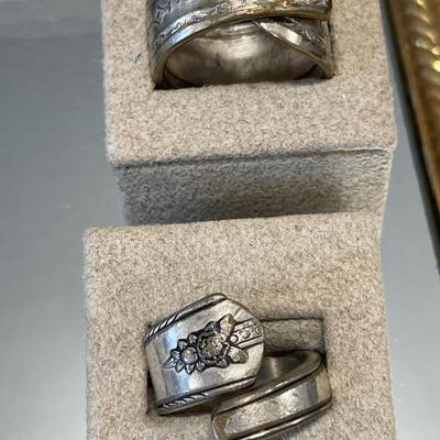 Chico necklace, silverware rings, birds pin and pendant