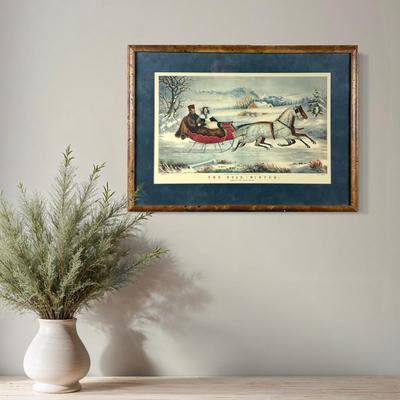 119 Currier & Ives (1855) "The Road—Winter" Hand-Colored Lithograph, O. Knirsch