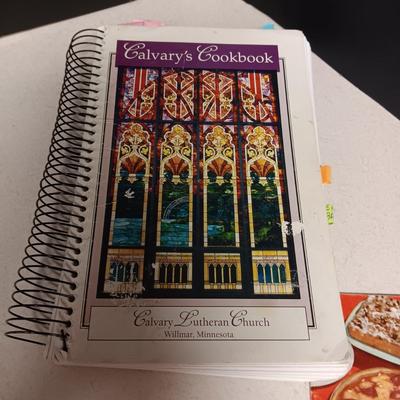 1935 CHALKWARE AND LEFTON SHAKERS, COOKBOOKS & CAST IRON MATCH HOLDER