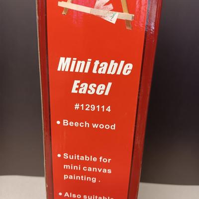 MINI TABLE EASEL, PAINT BRUSHES, PAINT, ART ON CANVAS AND MORE