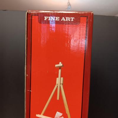 MINI TABLE EASEL, PAINT BRUSHES, PAINT, ART ON CANVAS AND MORE