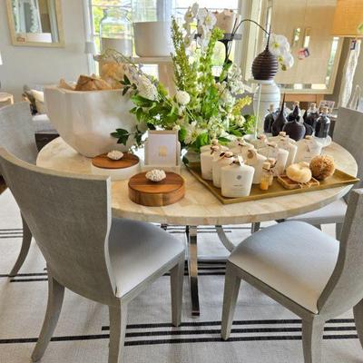 Oyster dining table available
shagreen chairs available