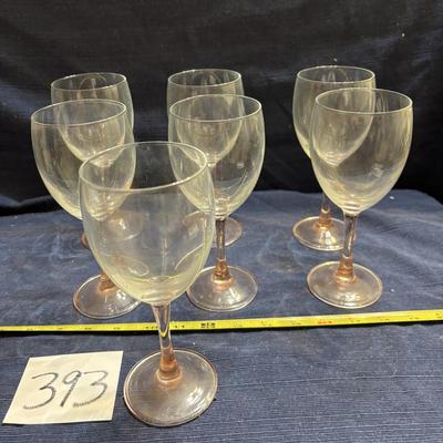 Vintage Pink Stemmed Wine Glass Lot