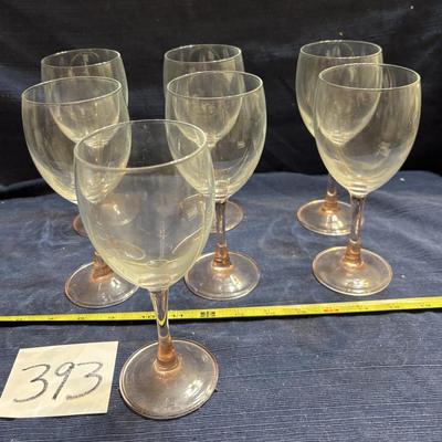 Vintage Pink Stemmed Wine Glass Lot