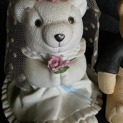 Vintage Russ Berrie Bride and Groom Teddy Bear Figurines – Porcelain Wedding Keepsake Set (1970s–1980s)