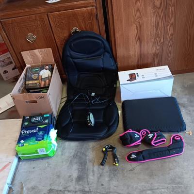 NEW AIR COMPRESSION LEG MASSAGER W/HEAT, SEAT MASSAGER, ADULT MEN'S DISPOSABLE UNDERWEAR (L) AND MORE