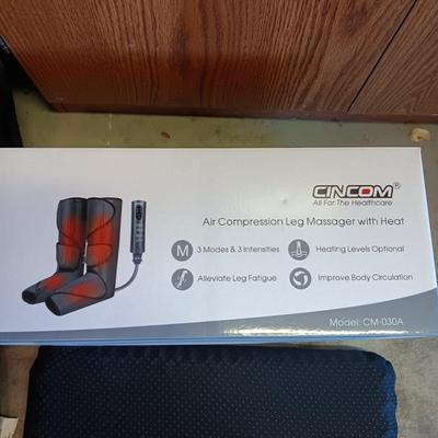 NEW AIR COMPRESSION LEG MASSAGER W/HEAT, SEAT MASSAGER, ADULT MEN'S DISPOSABLE UNDERWEAR (L) AND MORE