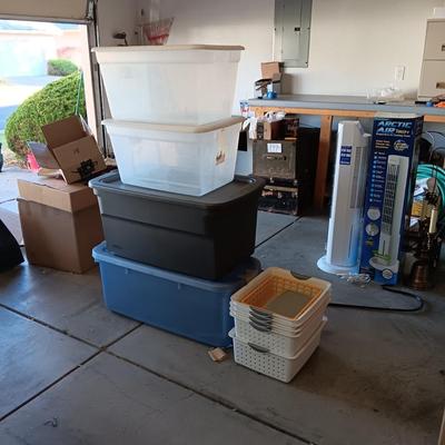 STORAGE TOTES AND PLASTIC BASKETS