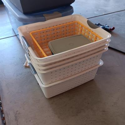 STORAGE TOTES AND PLASTIC BASKETS
