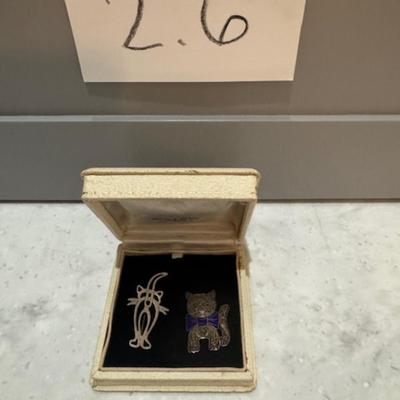 Cute Sterling Cat Pins