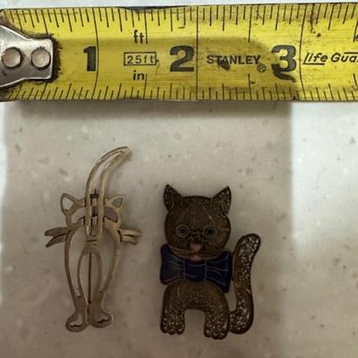 Cute Sterling Cat Pins