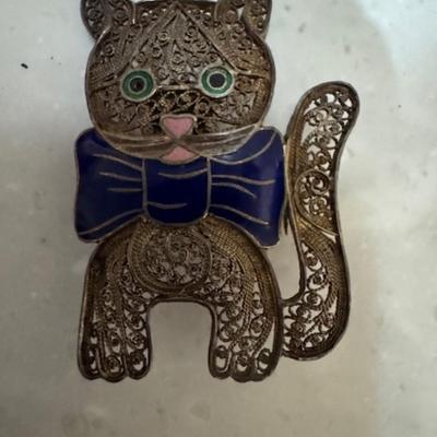 Cute Sterling Cat Pins