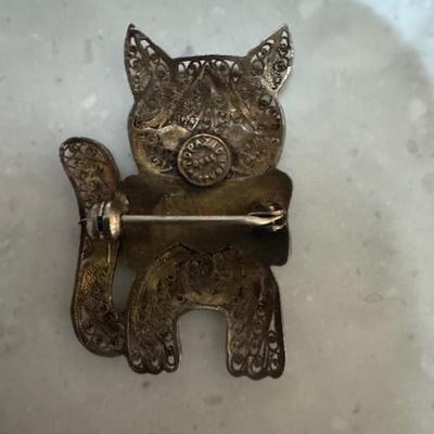 Cute Sterling Cat Pins
