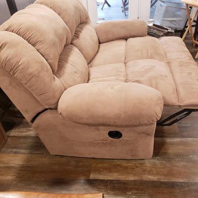 Microfiber Tan Reclining Love Seat (BLR-KD)