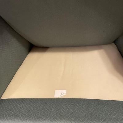 Blue and dark brown wood chair