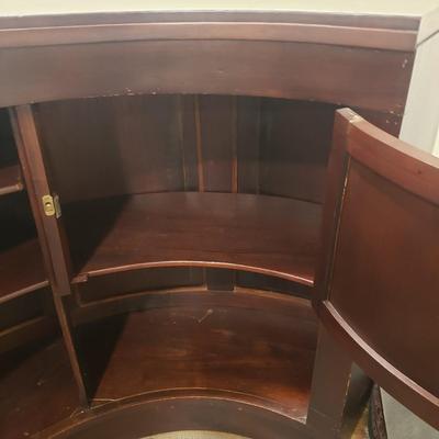 Half Moon Leather and Wood Bar W/ Three Stools (BLR-KD)