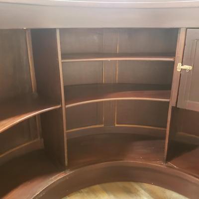 Half Moon Leather and Wood Bar W/ Three Stools (BLR-KD)