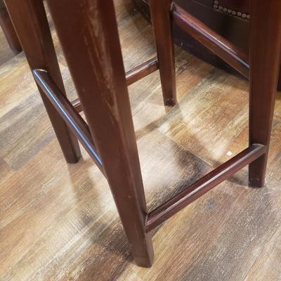 Half Moon Leather and Wood Bar W/ Three Stools (BLR-KD)