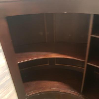 Half Moon Leather and Wood Bar W/ Three Stools (BLR-KD)