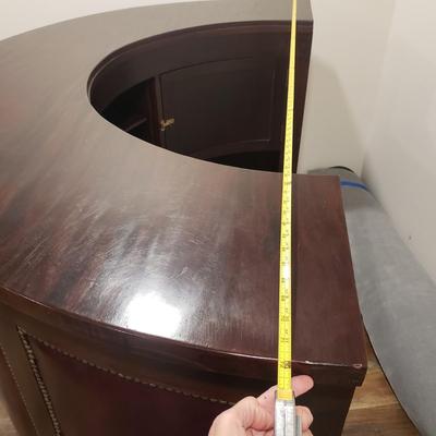 Half Moon Leather and Wood Bar W/ Three Stools (BLR-KD)