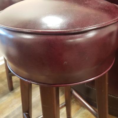 Half Moon Leather and Wood Bar W/ Three Stools (BLR-KD)