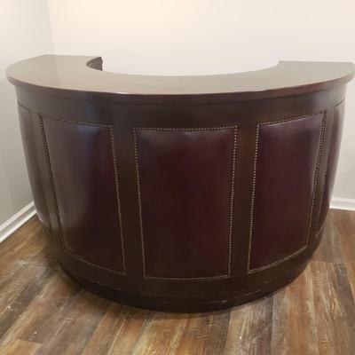 Half Moon Leather and Wood Bar W/ Three Stools (BLR-KD)