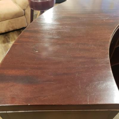 Half Moon Leather and Wood Bar W/ Three Stools (BLR-KD)