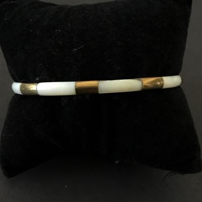 Vintage brass, and Shell in Lay bangle bracelet