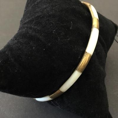 Vintage brass, and Shell in Lay bangle bracelet