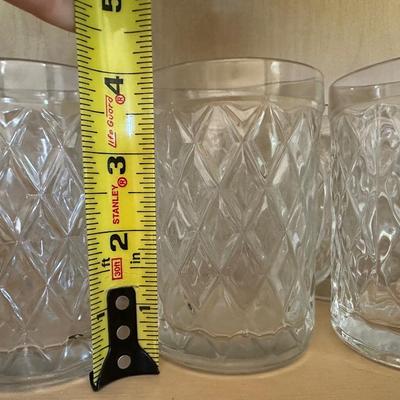 French Diamond-Pattern Glass Mugs